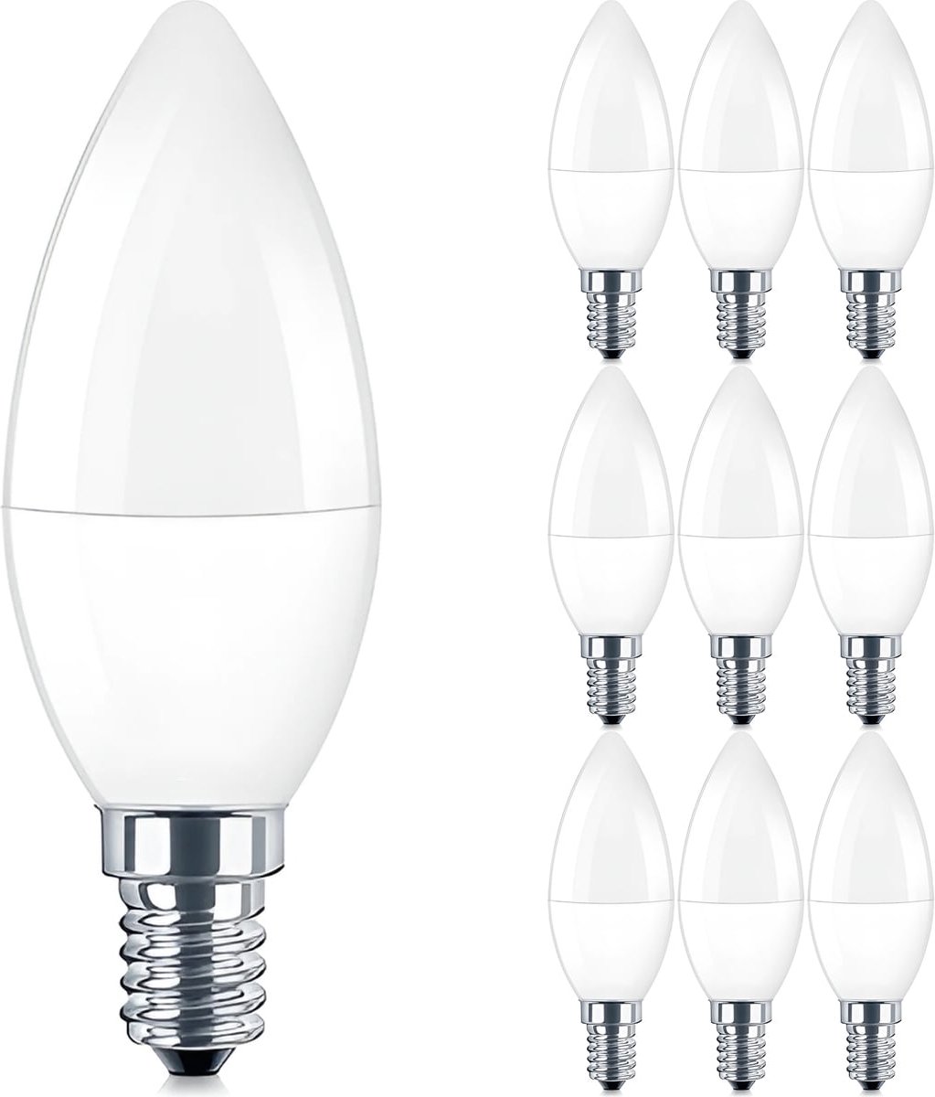 LED Lamp 10 Stuks - E14 Fitting - Brinton - 5W 470lm - 830 Warm Wit 3000K - C37 | Vervangt 35W