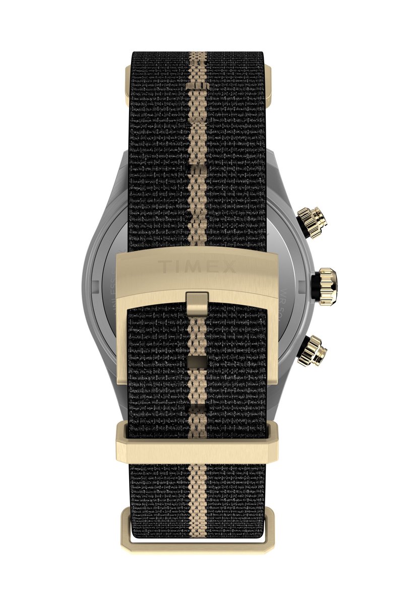 Timex Waterbury Heritage Chronograph Quartz Chronograaf Horloge Zwart Kast: 100% Roestvrij Staal | Armband 100% Textile 39 mm TW2Y35400AJ, TW2Y35500AJ