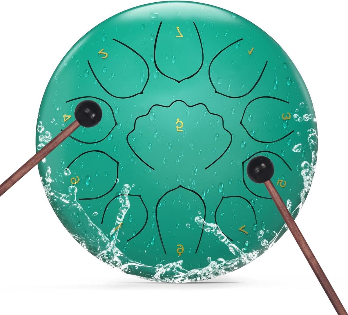 Stalen Tongtrommel - Regentrommel Handpan - Rustgevende Muziek - 11 Noten Stemming - 8 inch - Blauw