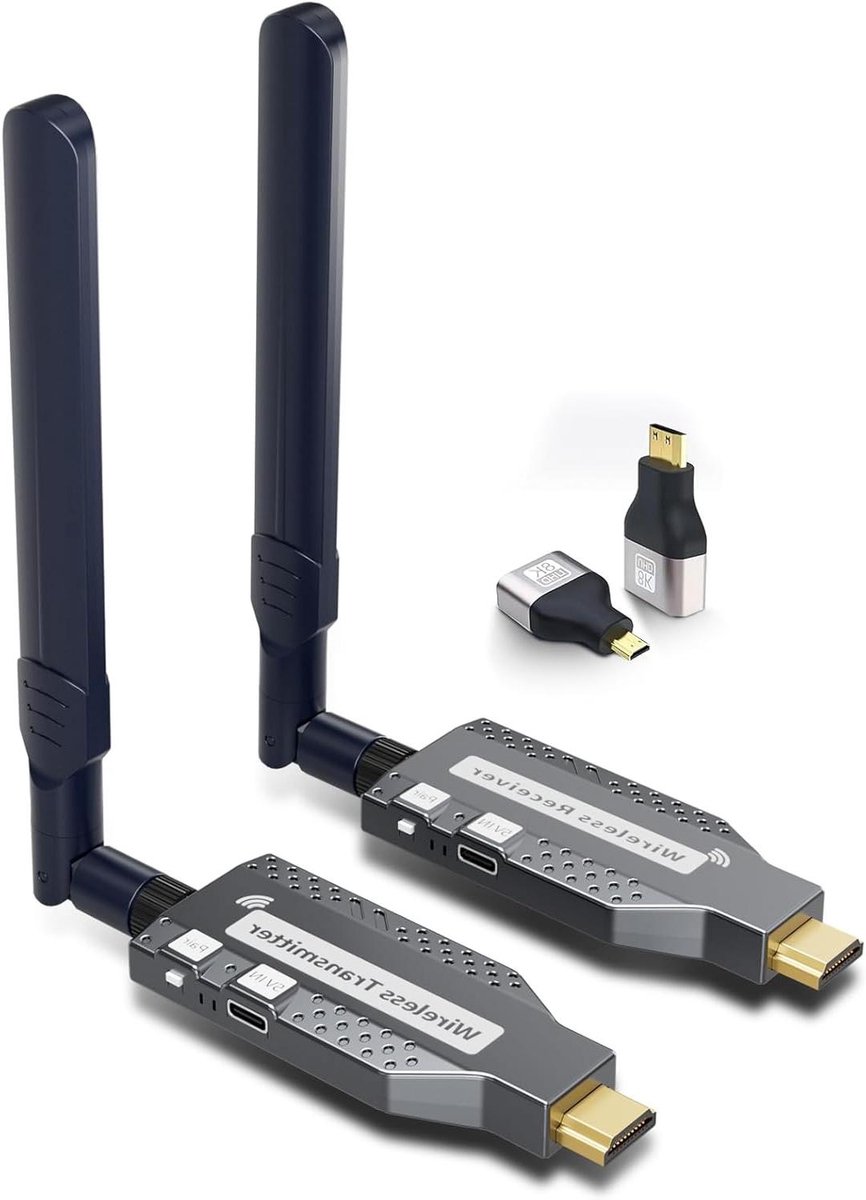 Draadloze HDMI Zender Ontvanger - HDMI Extender Set - Presentaties Streamen - 150 Meter Bereik - 1080P HD - Zwart
