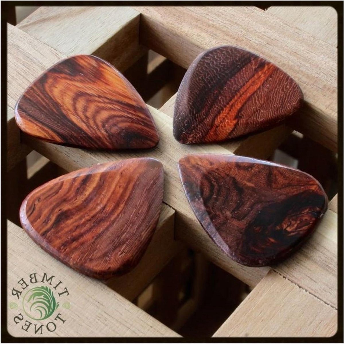 Gitaar Plectrums - Houten Plectrums - Gitaar Spelen - CNC Gefreesd Hout - 4 stuks - Natuurlijk