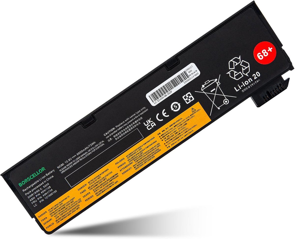 Laptop Battery 68+ 0C52862 0C52861 - Compatible ThinkPad T440 T440s T450 T450s T460 T460p T470p T550 T560 X240 X250 X260 X270 W550 W50W 50 W50 550 s L450 L460 L470 P50s 45N1126 45N1127 - Lange Levensduur - Hoge Capaciteit