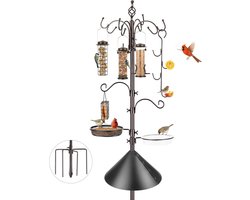 Vogelvoederstation Kit - Voederpaal Vogelbad - Vogels Voeren - Dubbele W Haak - 224.54 cm - Zwart