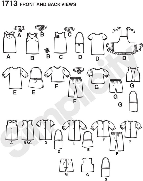 Poppenkleding Patroon - Poppenmode Sjabloon - Poppen Aankleden - 7 Verschillende Looks - 18 inch pop - Multi — afbeelding 2