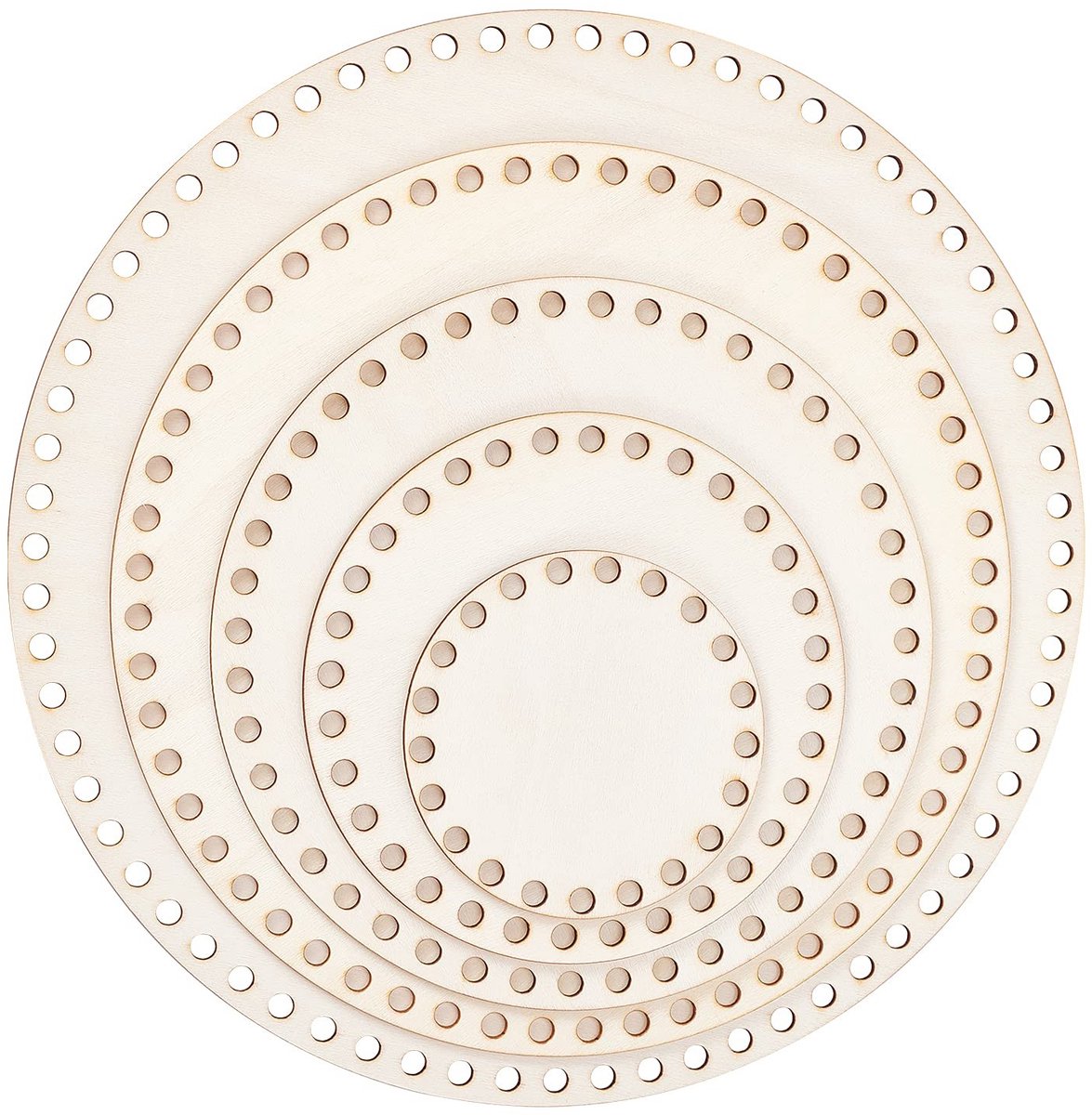 Vt products - Houten mand bodem - DIY haakprojecten - Natuurlijk materiaal - 5 maten rond - Perfect voor kerstdecoratie - Gehaakte manden