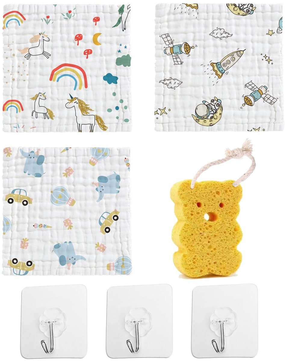 Store_9 - Baby Wash Cloths - Baby Handdoeken - Zacht en Multifunctioneel - 25 cm x 25 cm - Natuurlijke Katoen - Geschikt voor Newborns - 3 Stuks