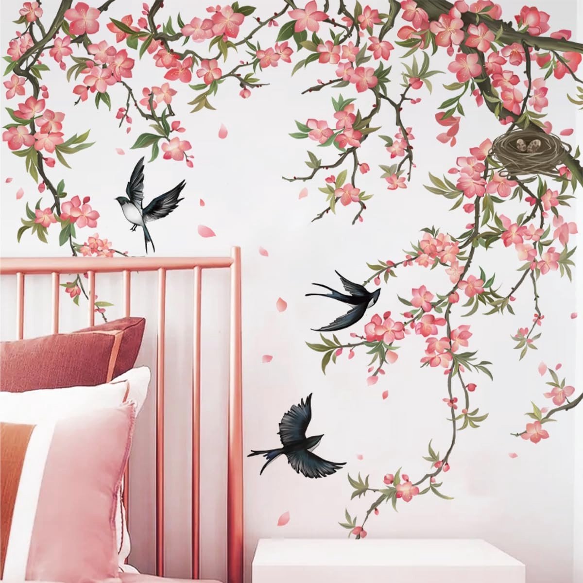 ONF3 - Kersenbloesem muurstickers - Roze bloem - Eenvoudig aan te brengen - Wanddecoratie - Geschikt voor woonkamer en slaapkamer - Muurdecoratie