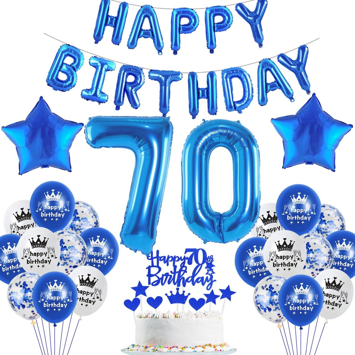Store_7 - Ballon 70 verjaardag man - Feestdecoratie - Blauw - Folieballonnen - Verjaardag versiering - Geschikt voor 70ste verjaardag - Kleur blauw