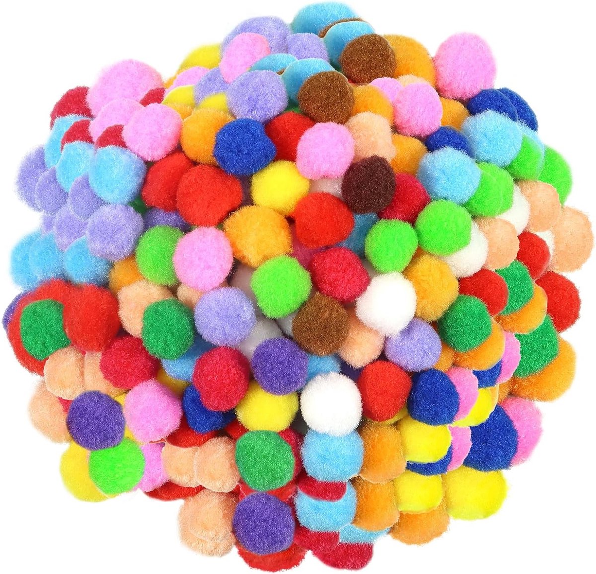 Kleurige Pompoms 1cm - 300 Stuks voor Handwerk, Modeaccessoires, DIY Sleutelhangers en Decoratie