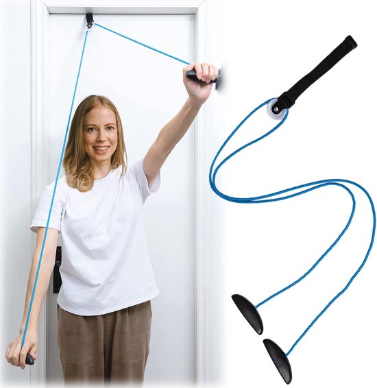 Revalidatietrainingsapparatuur - schouder trainer - schouder trainer met katrol - Touwlengte 200 cm - PVC-materiaal - blauw