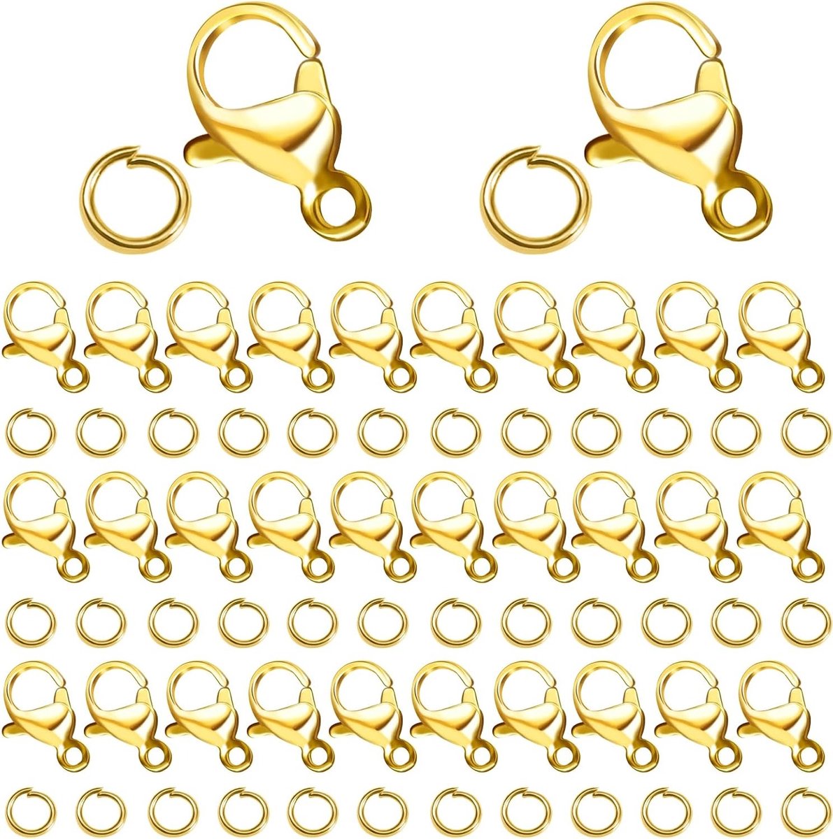 200 Stuks Kreeftsluitingen en Open Springringen voor het Maken van Sieraden en Accessoires - Ideaal voor Armbanden en Kettingen