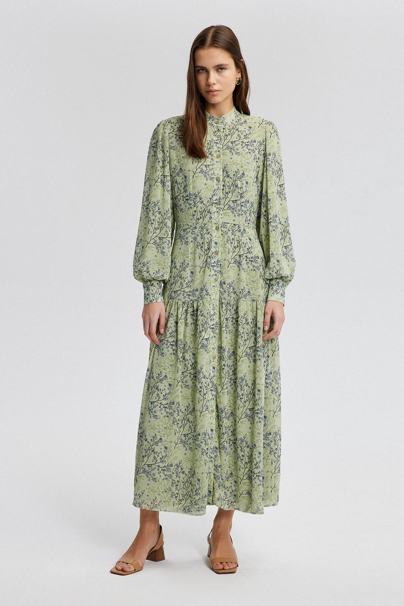 Touché Privé - Chiffon blousejurk met print - Groen - Dames