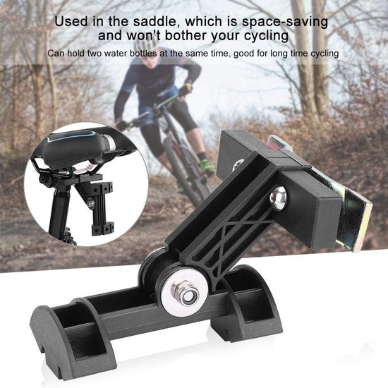 Fietsbidonhouder Adapter - Bidonhouder Fiets - Extra Bidons Meenemen - Bevestiging aan Zadel - 2 Bidons - Zwart — afbeelding 3