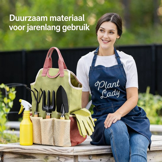Gloovon® Tuingereedschap set - 10-Delig met Stevige Draagtas - Roestvrij Staal & Ergonomisch Handvat - Inclusief Handschoenen van Merkloos	 — afbeelding 2