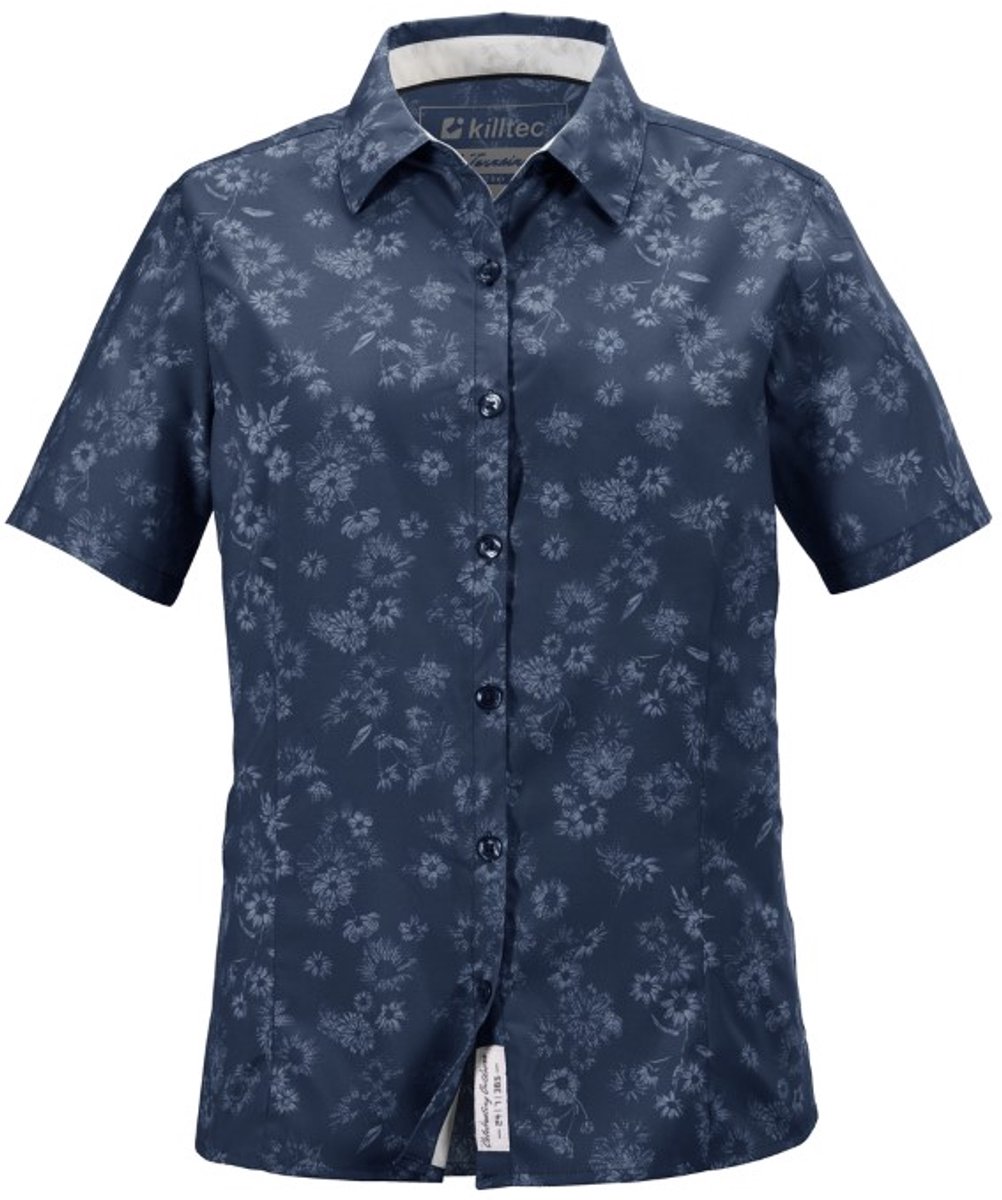 Killtec dames wandelblouse quick dry print korte mouwen Blauw