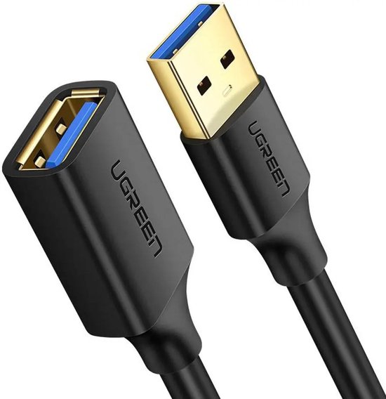 USB 3.0 verlengkabel 0,5m zwart, siliconen, 6 lagen bescherming, compacte USB verlengsnoer