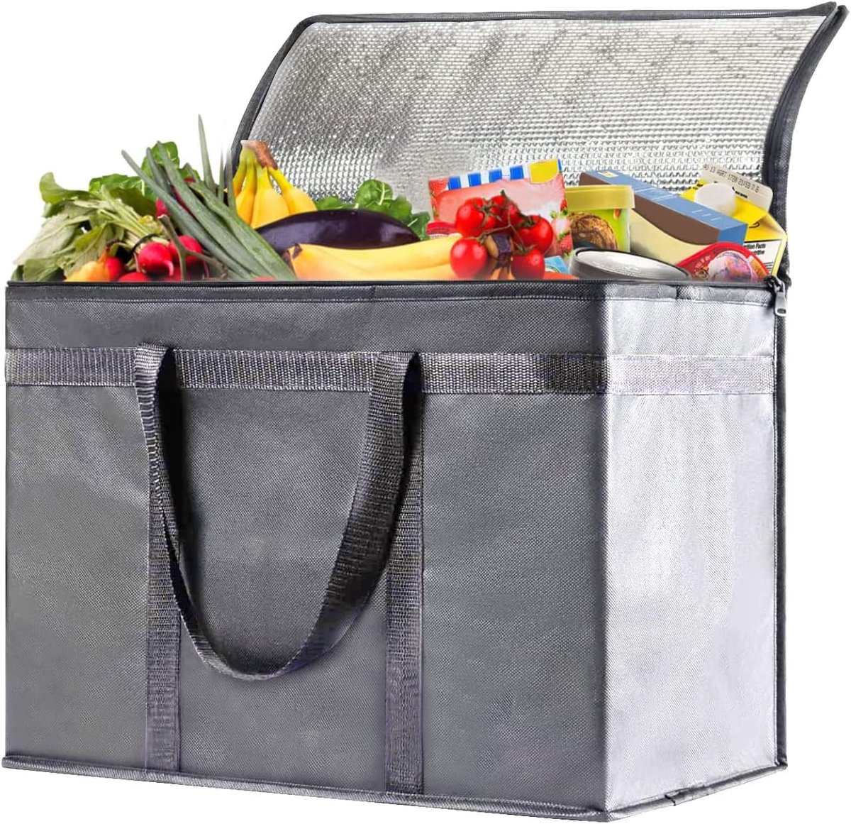 Picknickmand - Picknick Mandje - Boodschappenmand - Fruitmand - Winkelmand - Polyester - Grijs - 30L - van Imperatoris