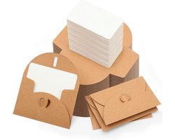 Wenskaarten — 100 Mini-enveloppen (inclusief 100 blanco kaartjes) — Sluiting in hartvorm — Zegenkaarten, liefdesbriefjes, berichtkaartjes & bedankkaartjes — Ideaal voor cadeaubonnen, doe-het-zelfprojecten, doodlen, feestdagen, groeten en meer.