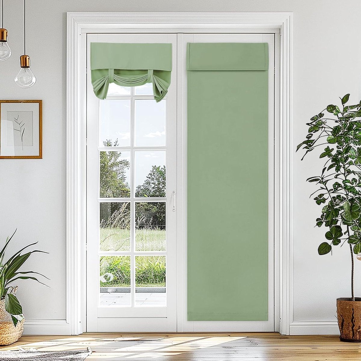 Deur Gordijn - Paneel Gordijn - Privacy Creëren - Zonder Boren - 66x178 cm - Saliegroen