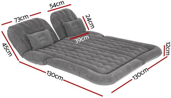 Opblaasbaar Bed voor Achterbank - 2-Persoons Auto Matras - Inclusief Pomp, Kussens & Opbergtas - Antraciet van Merkloos — afbeelding 2