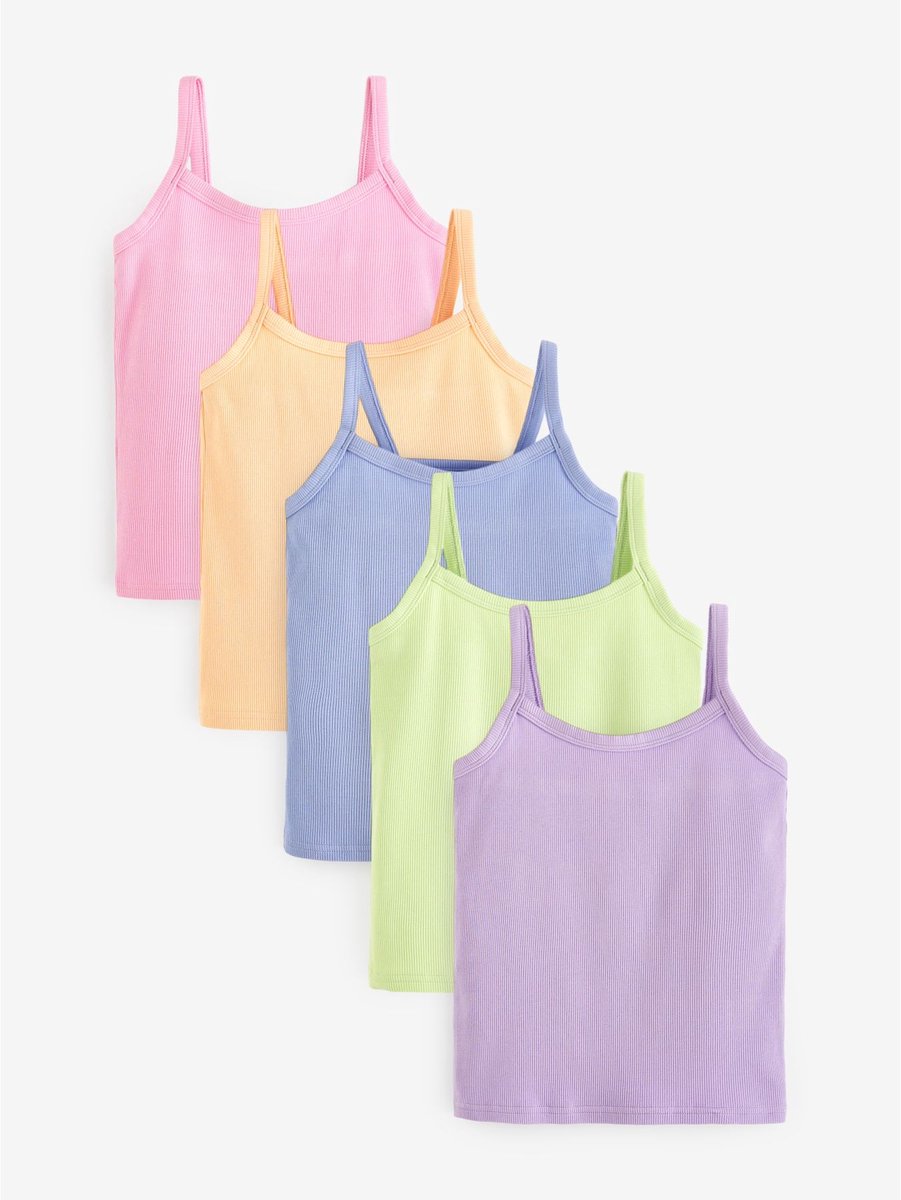 Next - Meisjes - Geribbeld cami hemd verpakking van 5 - Roze