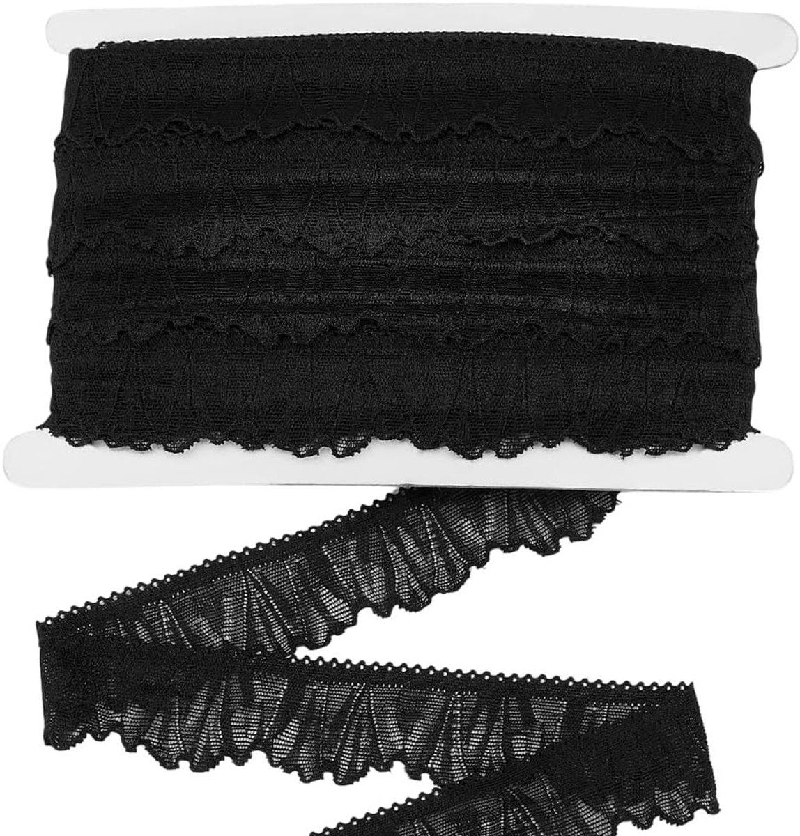 18,28 m zwarte stretch kant trim 34 mm breed elastisch chinlon lint voor jurken, ondergoed en modeaccessoires