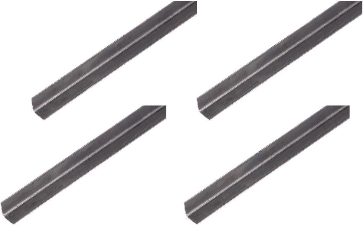 Alberts 4 x hoekprofiel, blank staal, 20 x 20 x 1,2 mm, lengte 2 m