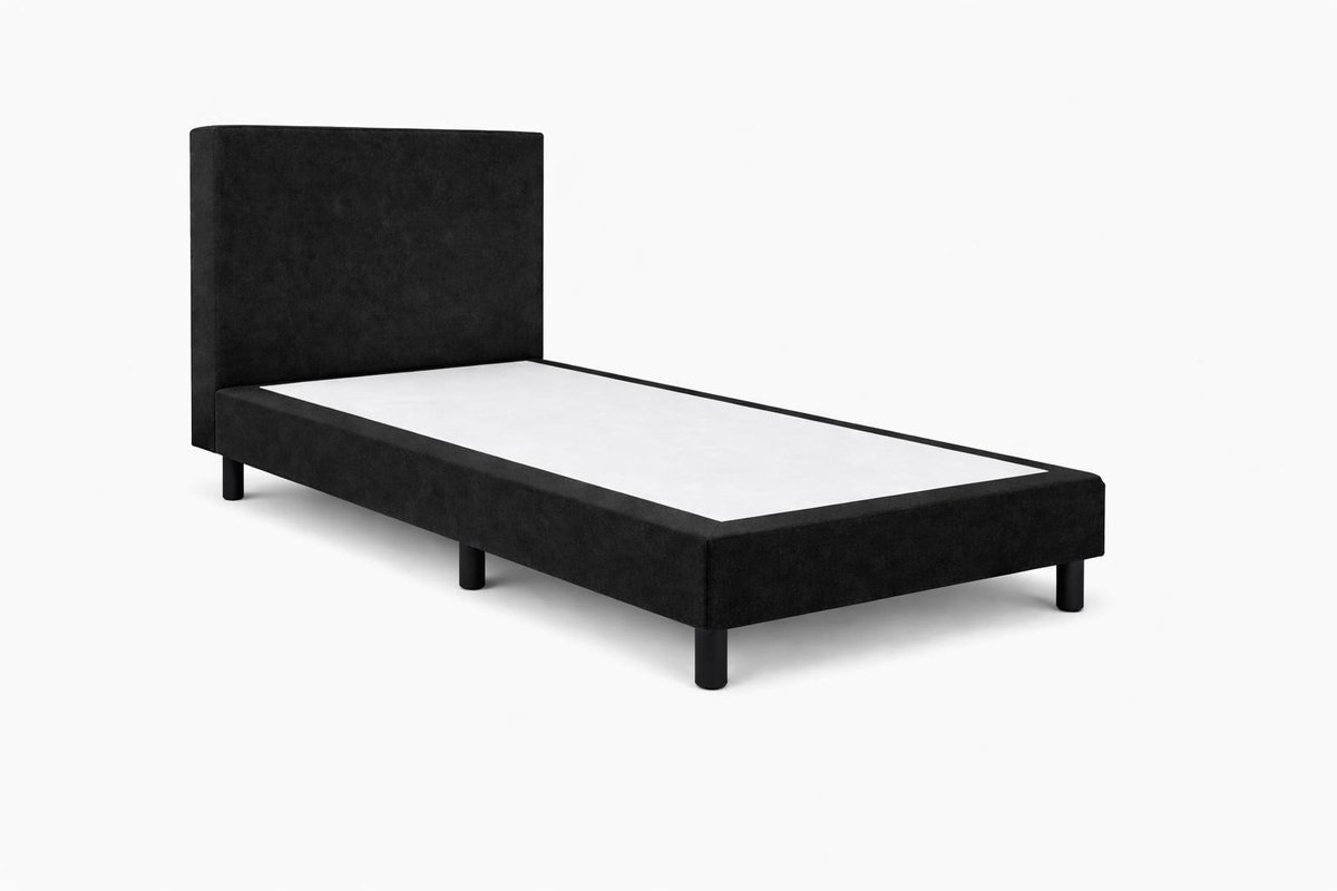 Boxspring Ayla Royal - 70x210 Zonder matras - Zwart Glad - Ayla Matrassen - 1 persoons