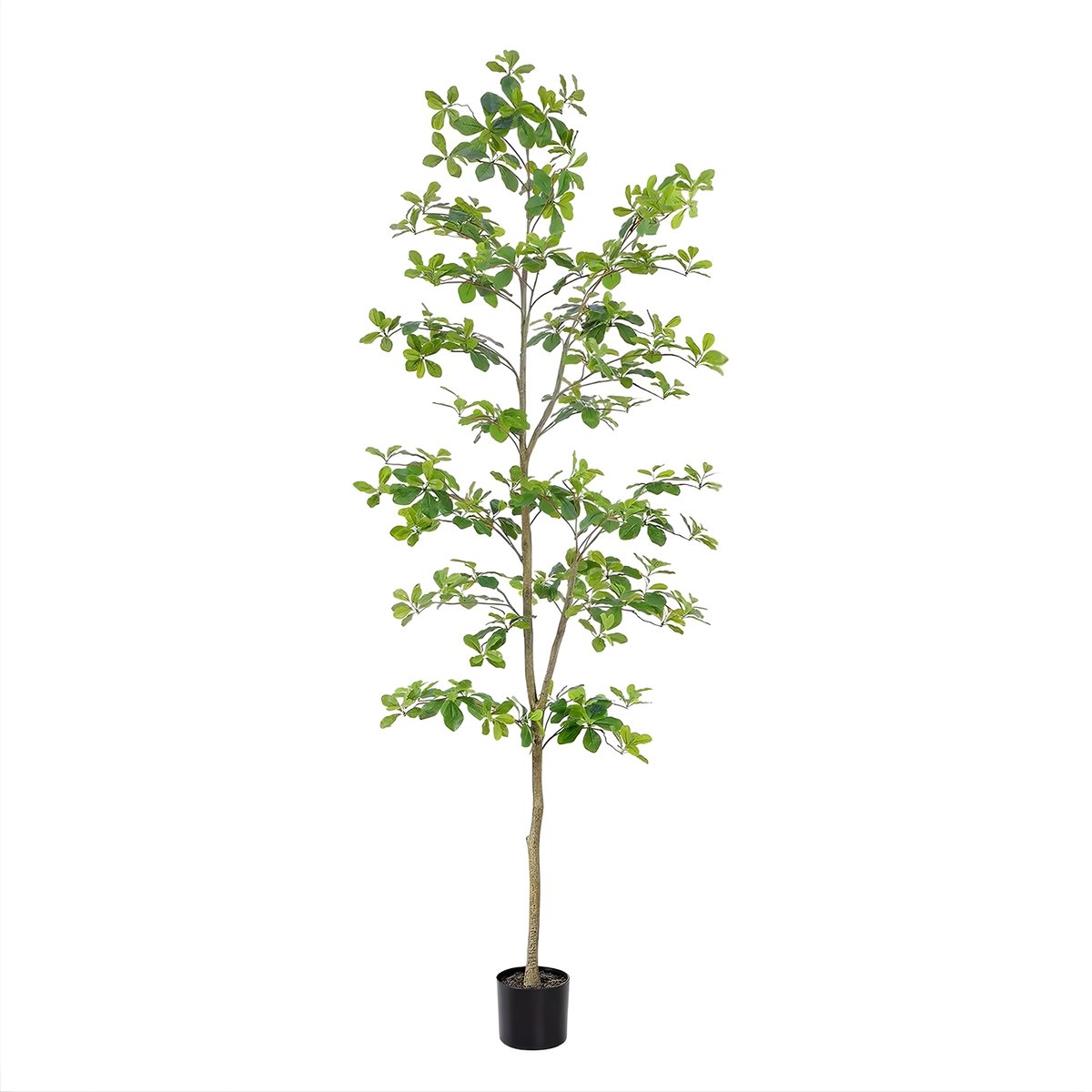 Happiq Kunstmatige Schefflera Boom 210 cm - Kunstplant - Natuurlijke Stam & Realistische Bladeren - Groen