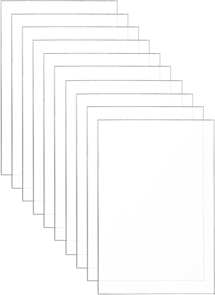 10 stuks heldere acrylplaten 13x18 cm voor fotolijsten, displays en schilderprojecten, plexiglas sheets