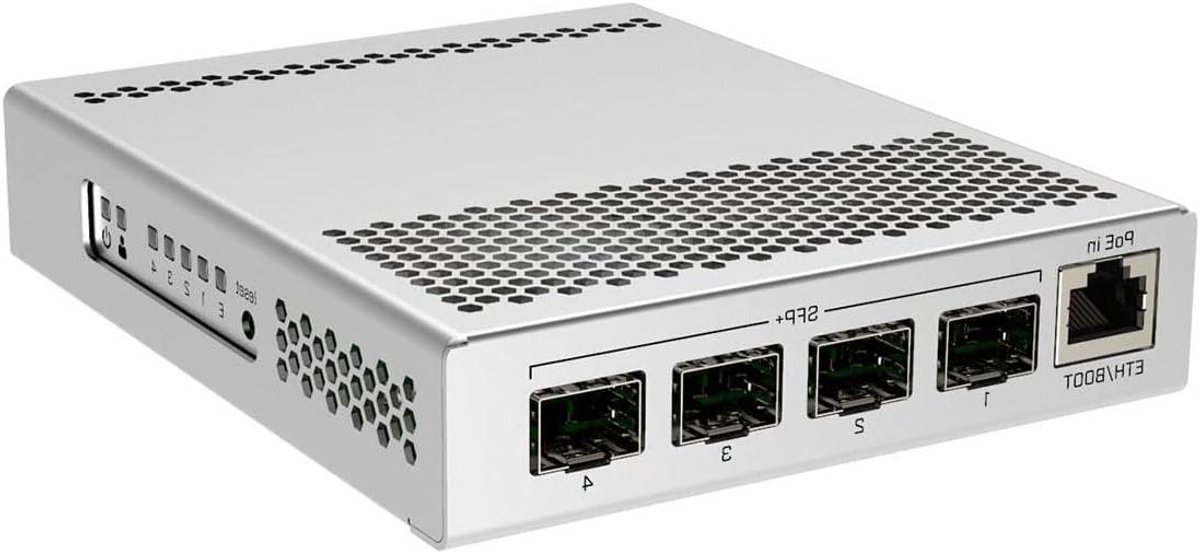 Netwerk Switch - Cloud Router - Snelle Dataoverdracht - Vier SFP+ Poorten - 141 x 115 x 28 mm - Grijs
