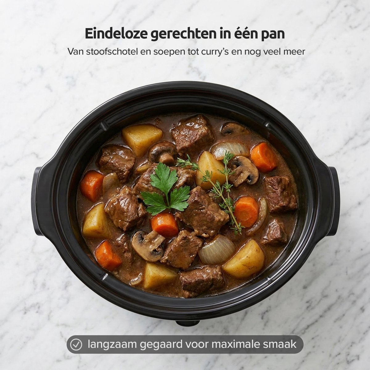 Olvy Slowcooker 6L Keramisch met Warmhoudfunctie - afbeelding 2