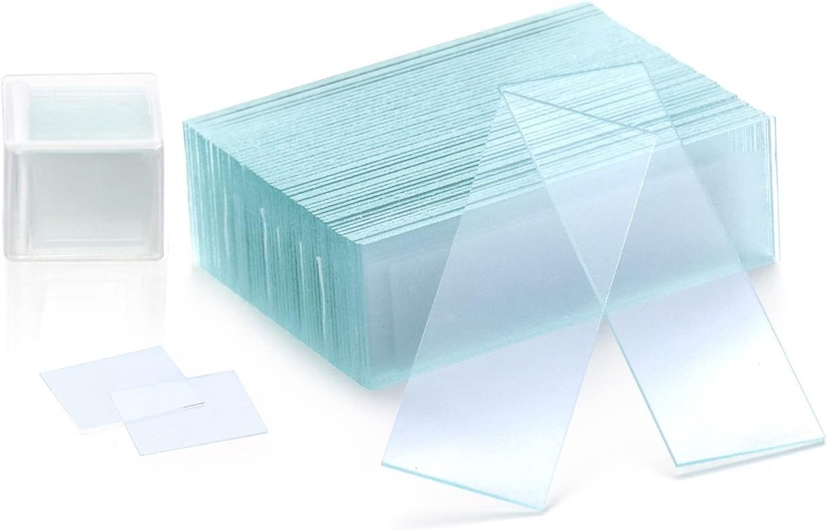 50 slides 76x26mm en 100 dekglaasjes 18x18mm, ideaal voor laboratoriumgebruik en microscopie