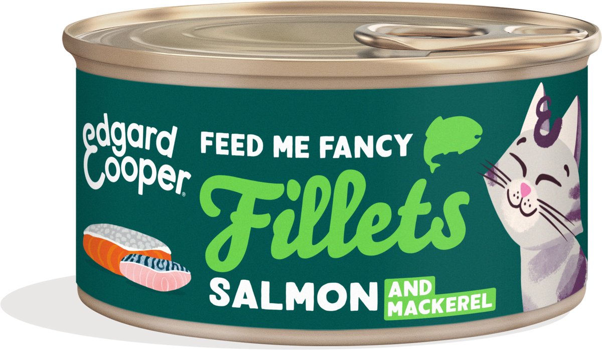 Edgard & Cooper Cat Fillets Mackarel/Salmon - 1 x 70 gr - Natvoeding Kat