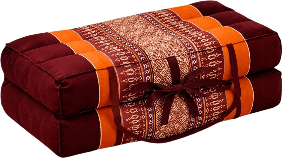 Draagbaar meditatiekussen – hard & stevig kapok – opvouwbaar zitkussen – yoga & meditatie – compact vloerkussen