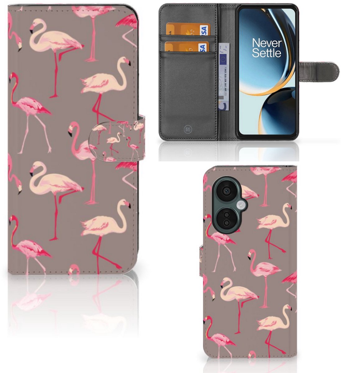 OnePlus Nord CE 3 Lite Telefoonhoesje met Pasjes Flamingo