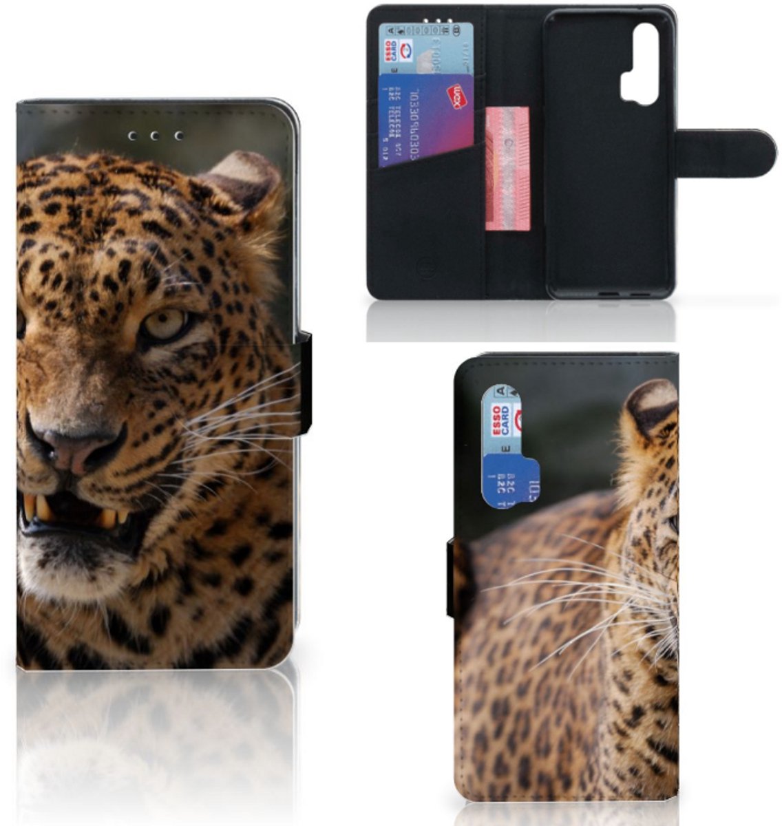 Honor 20 Pro Telefoonhoesje met Pasjes Luipaard