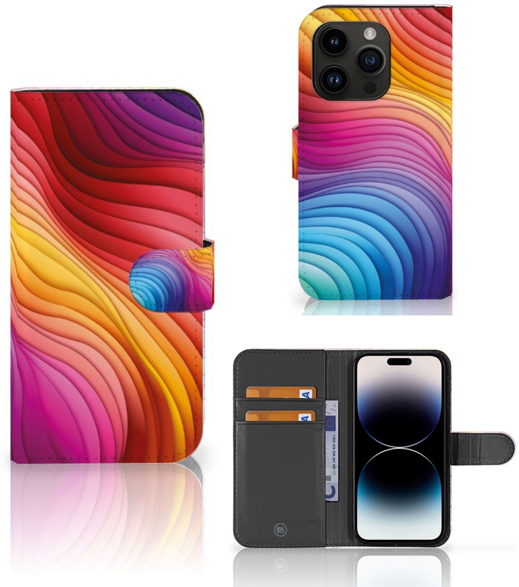 Book Case voor iPhone 15 Pro Regenboog