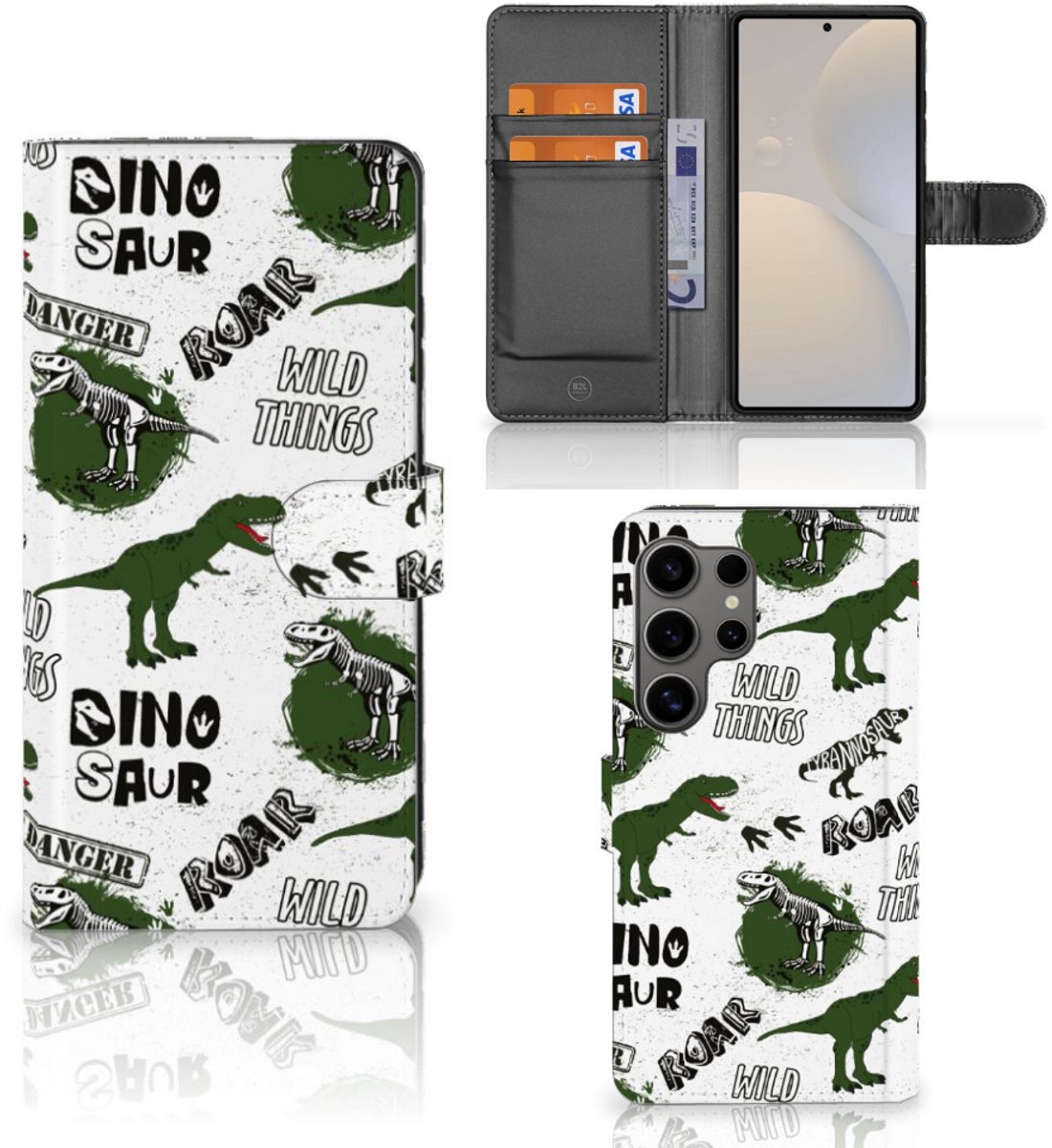 Telefoonhoesje met Pasjes voor Samsung Galaxy S25 Ultra Dinosaurus