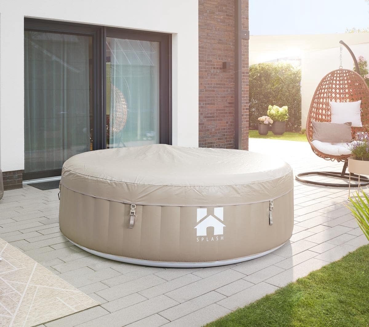 Opblaasbare Jacuzzi 208x65 cm 6 Personen 130 Airjets Verwarmd Bubbelbad Outdoor Spa Winterbestendig met Afdekking en Filter – St. Moritz Splash Luxe – Urbanhome
