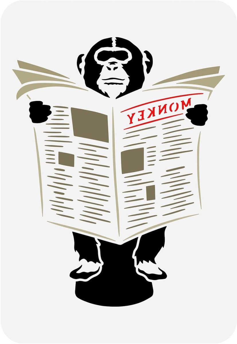 Chimpanzee Template voor Lezen 29.7 x 21 cm, Herbruikbaar Stencil voor Muurdecoratie, Dieren Thema Sjabloon voor Meubels en Vloeren