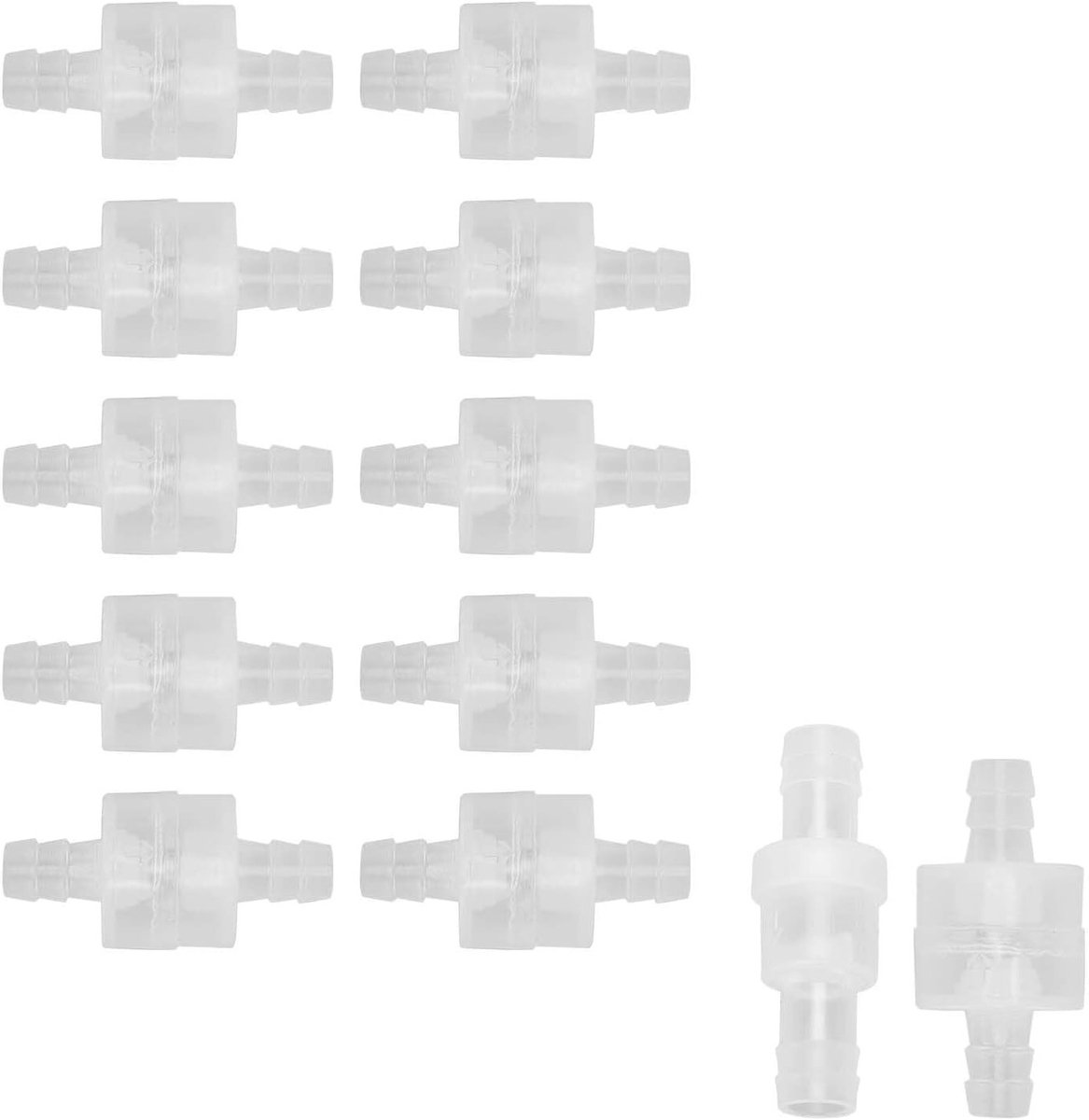 10 Stuks Plastic Eenrichtingsklep Transparant voor Aquarium - Antibackflow Slangklep met Veer voor Aquariumaccessoires (8mm)