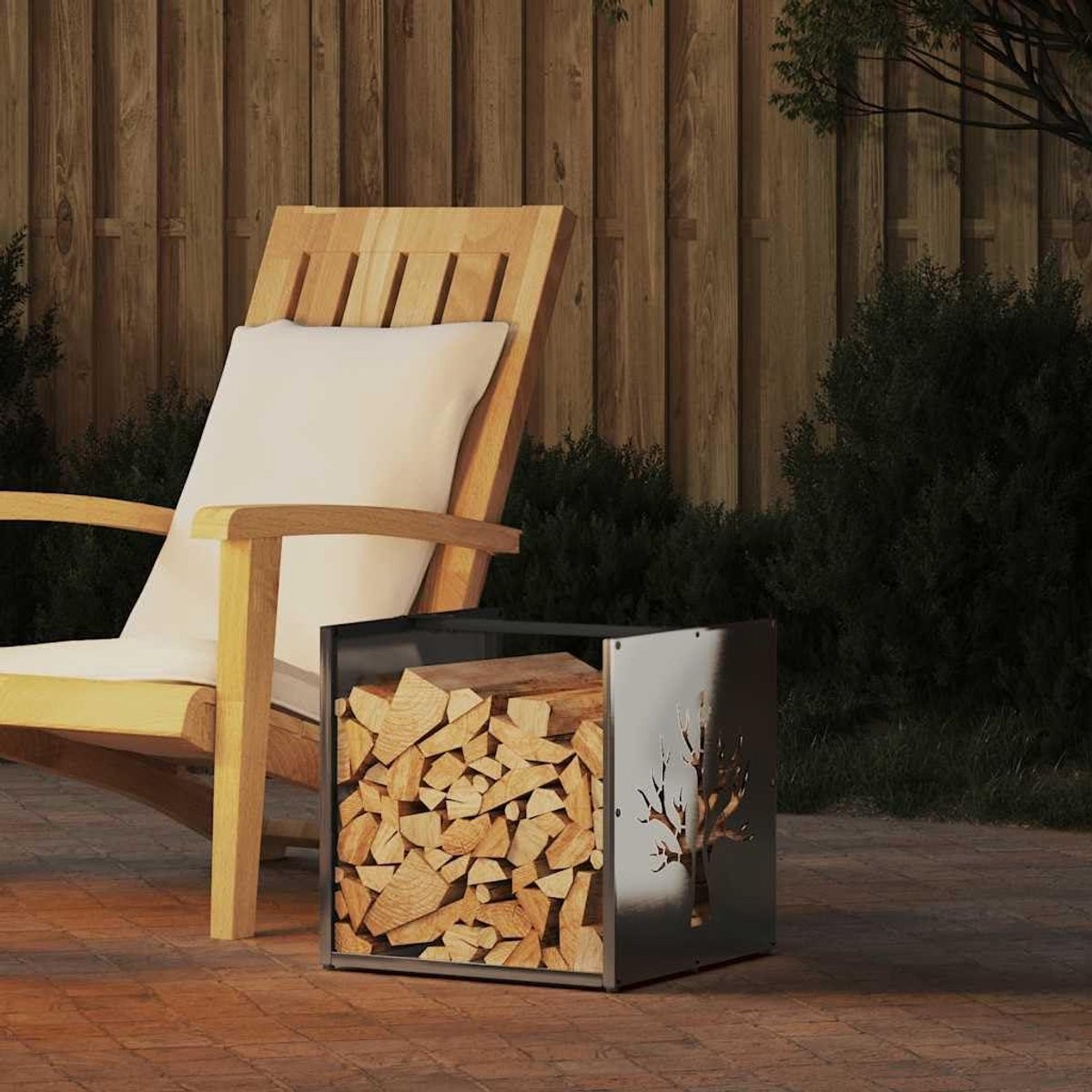 Brandhoutrek - Houtopslag Haard - Hout Opslaan - Roestvrij Staal - 40x40x40 cm - Zilver