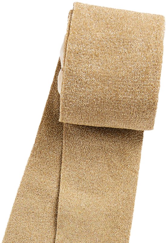 Gouden maillot met glitter. De maillot is opgerold, met één pijp zichtbaar.