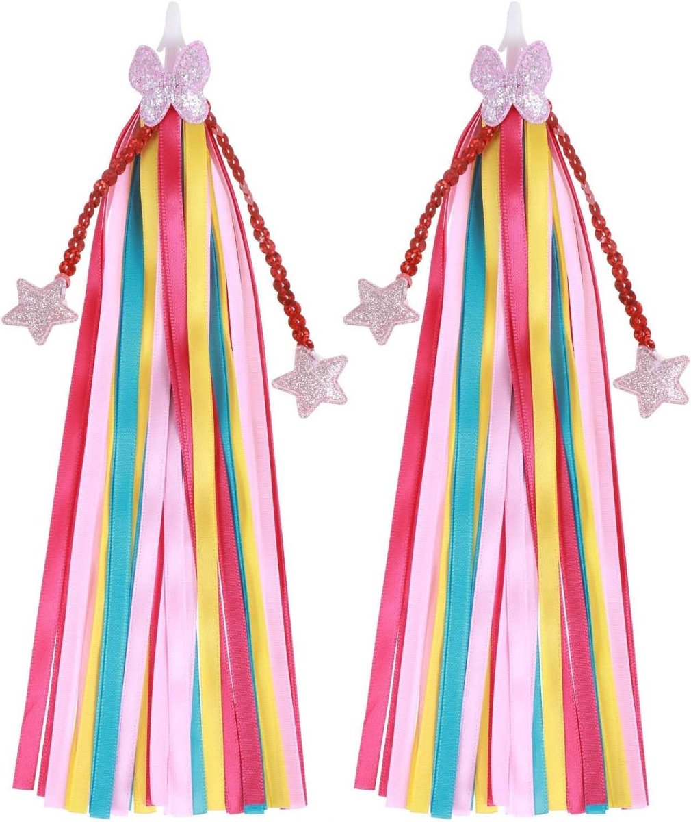 Kinderfiets Streamers Stuurkwastjes Fiets Decoratie Universele Pasvorm 25 cm Lengte Geel Paars Roze