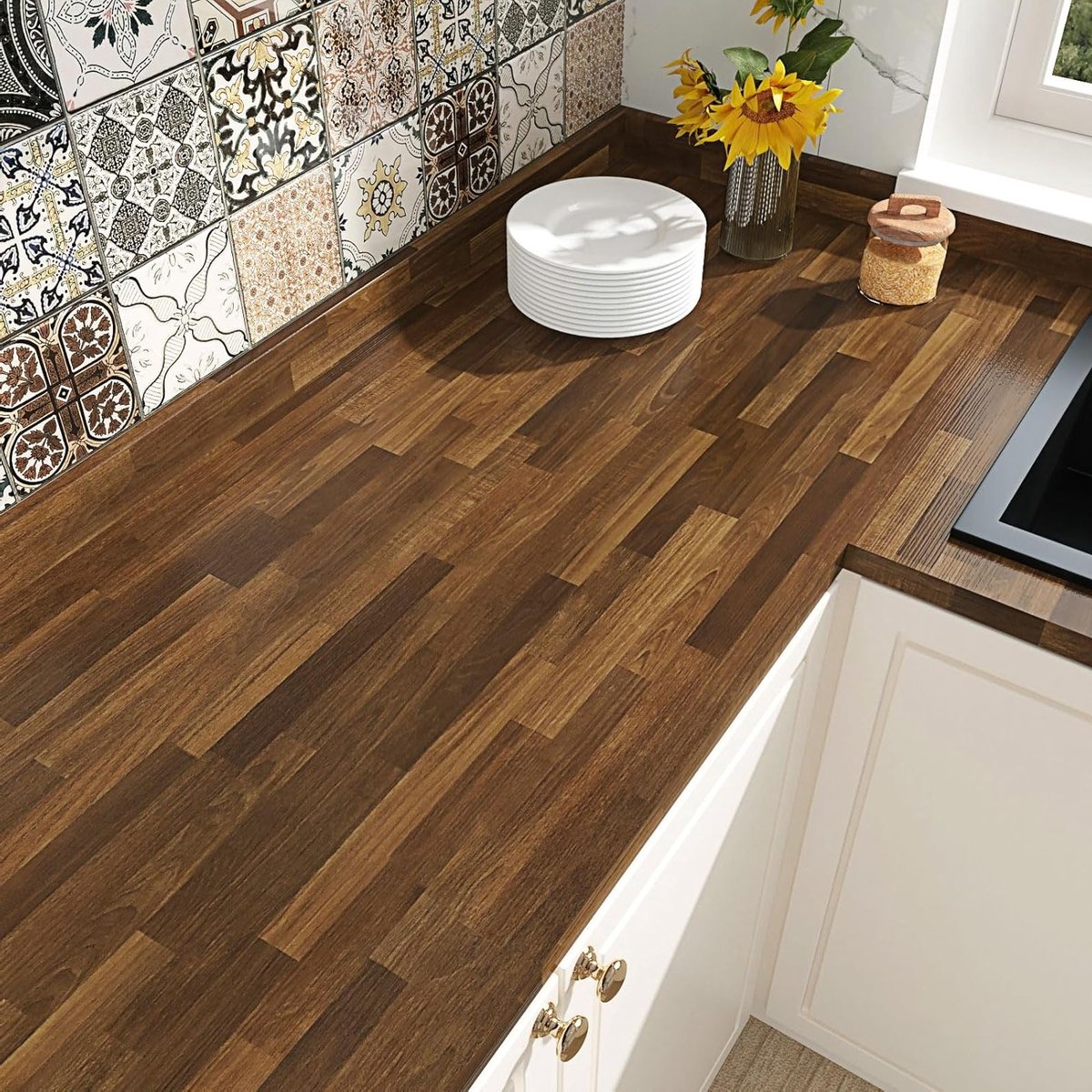 Houten Paneel Behang Zelfklevend 40cm x 800cm voor Woonkamer en Meubels