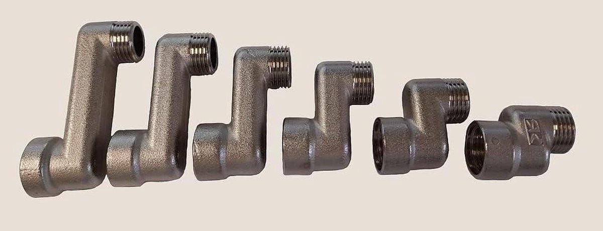 Radiator Opzetstuk - Verzetstuk - Verwarming Aansluiten - Verstelbare Aansluitingen - 1/2 Inch - Zilver