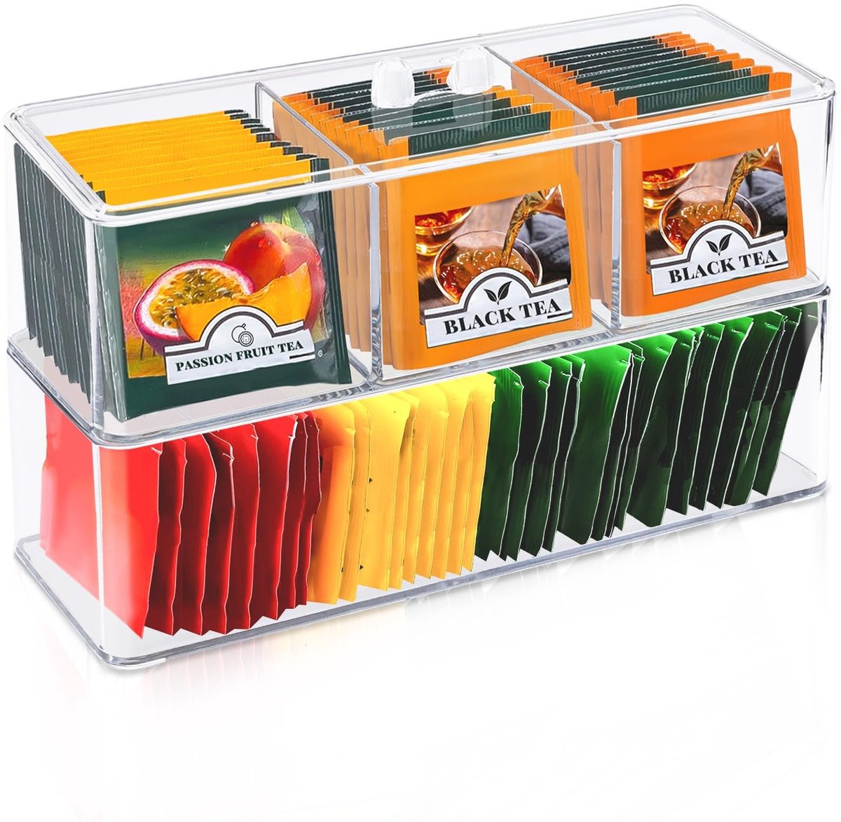 Theezak-organizer - stapelbaar - set van 2 - acryl