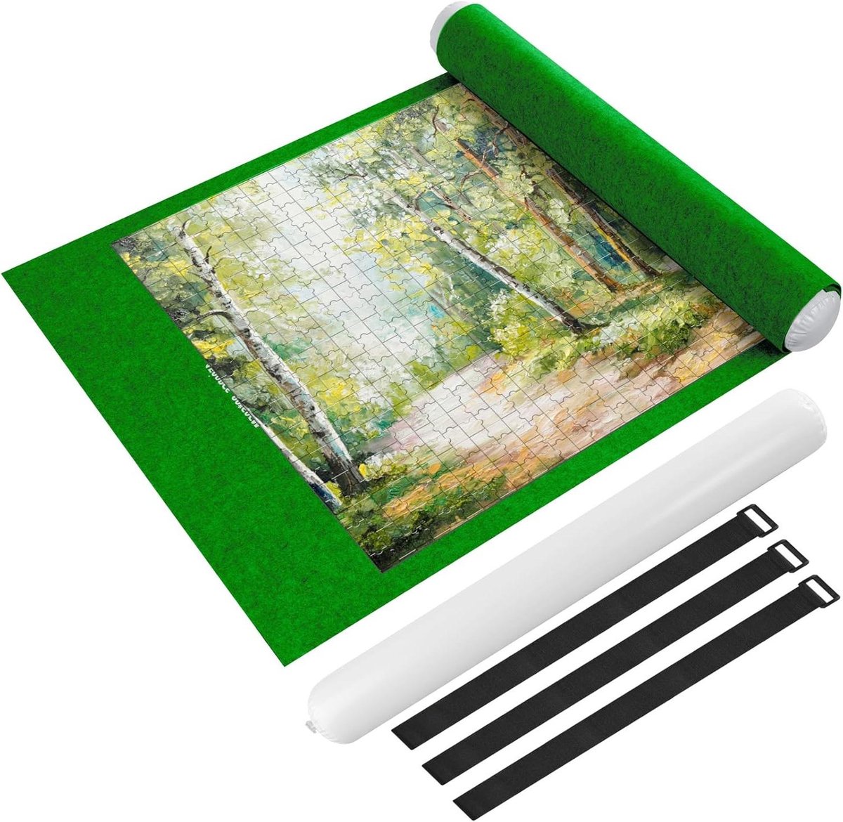 Puzzelrol Viltmat - Puzzel Opberger - Puzzels Bewaren - Met Hulplijnen - Tot 1500 Stukjes - Groen