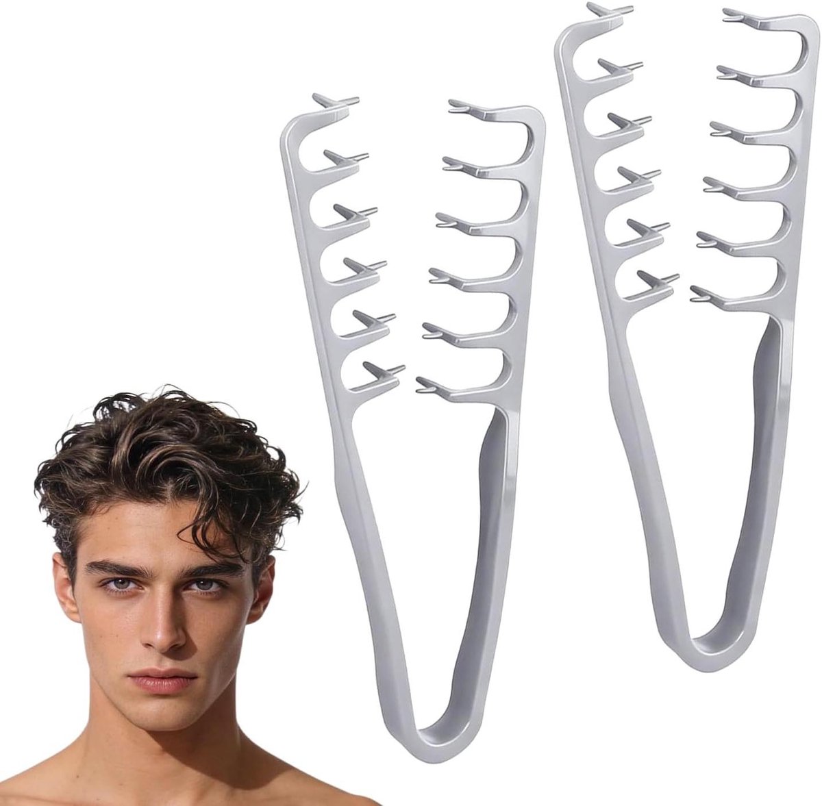 Textuurkam Set - Haar Stylingkam - Meer Volume Creëren - Ergonomisch Ontwerp - 2 Stuks - Grijs